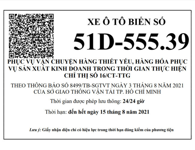 Tem nhận diện xe tải luồng xanh khu vực nội thành hcm