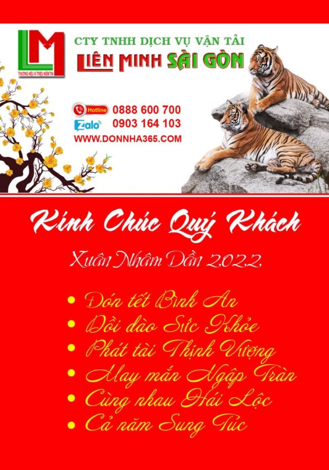 Chuyển nhà Liên Minh Sài Gòn chúc Qúy Khách năm mới An Khang Thịnh Vượng